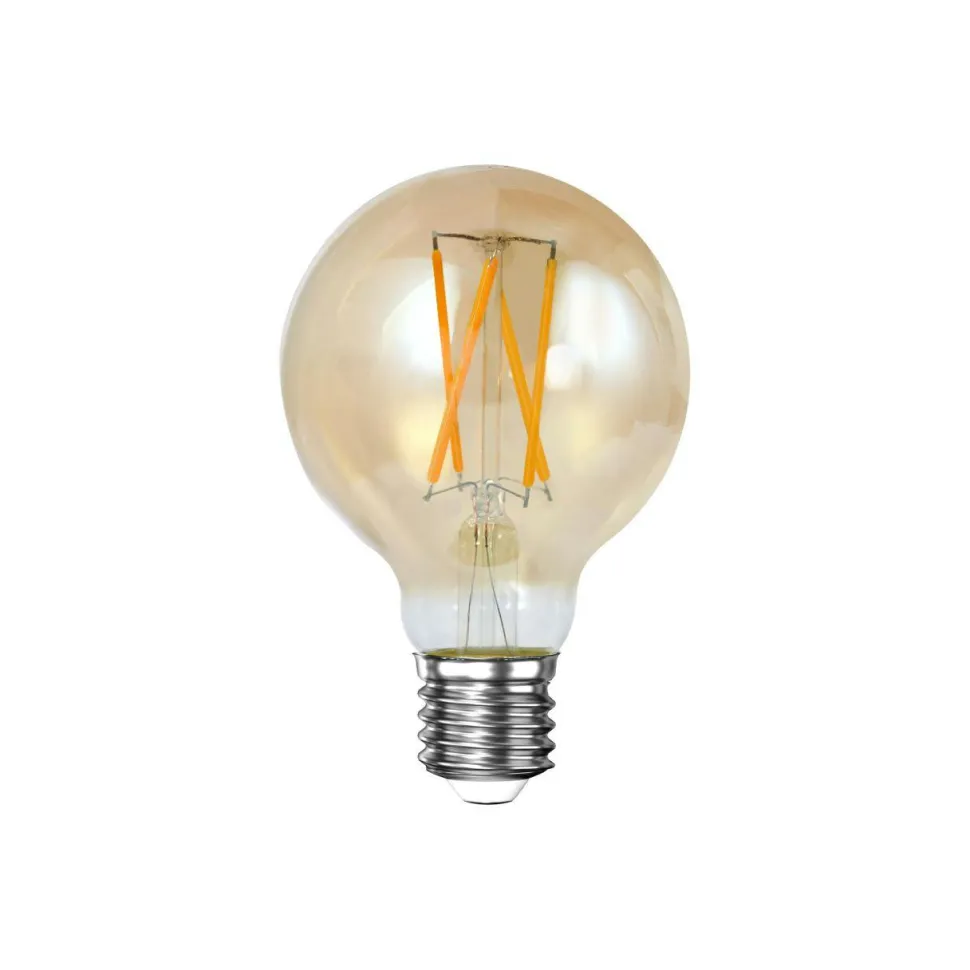 Ampoule globe 7 cm ambré LED filament lumière chaude (E27)