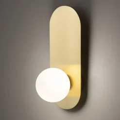 Applique globe en verre avec support noir, style design MESA