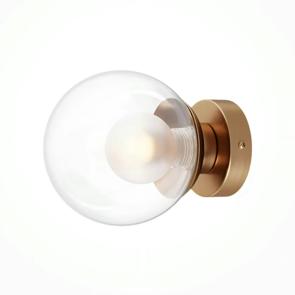 Applique globe en verre avec base or mat, 15 cm DELTONA