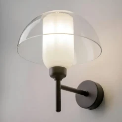 Applique murale blanche rétro – dôme verre & opalin WINDER