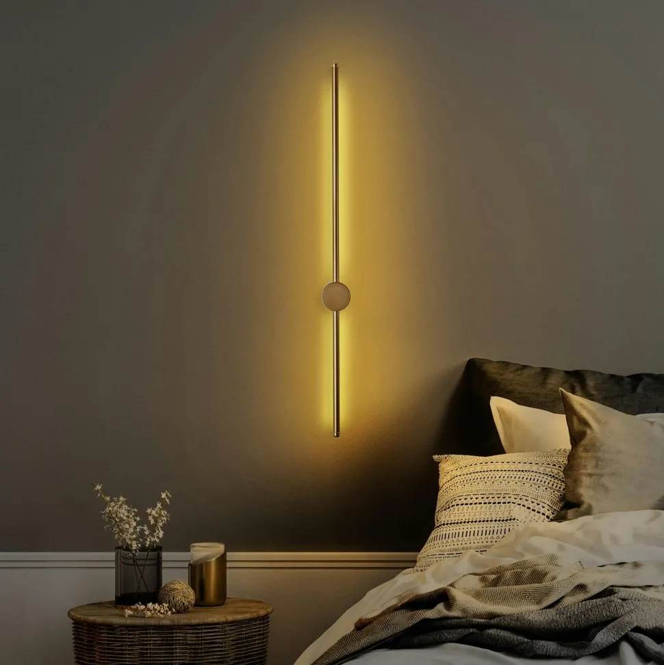 Applique murale LED design, 1 tige dorée verticale VIESTE