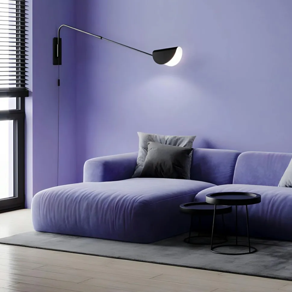 Applique murale noire – abat‑jour plié, bras orientable LENORE