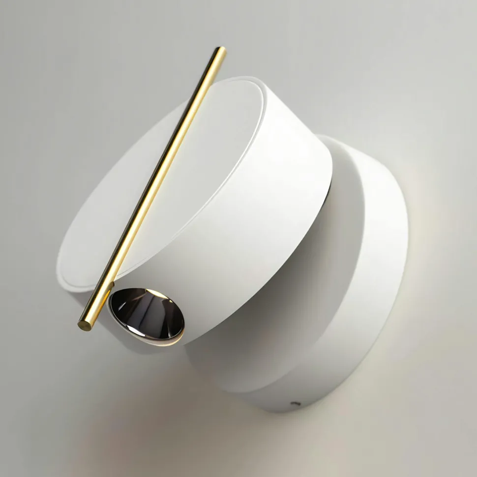 Applique murale design blanche & or – bloc rond orientable MESA