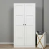 Armoire de chambre blanche 2 portes à cadres MARFA