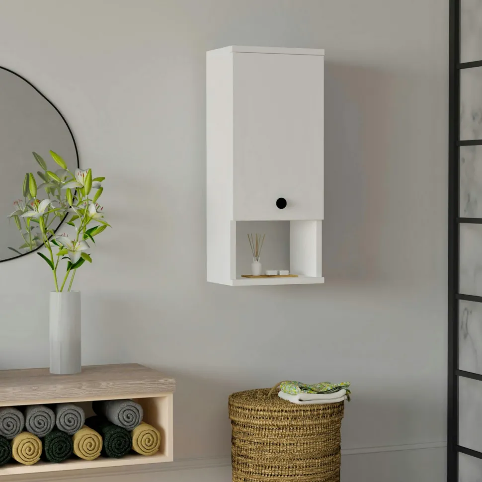 Armoire de toilette blanche, 1 porte 1 niche MARFA