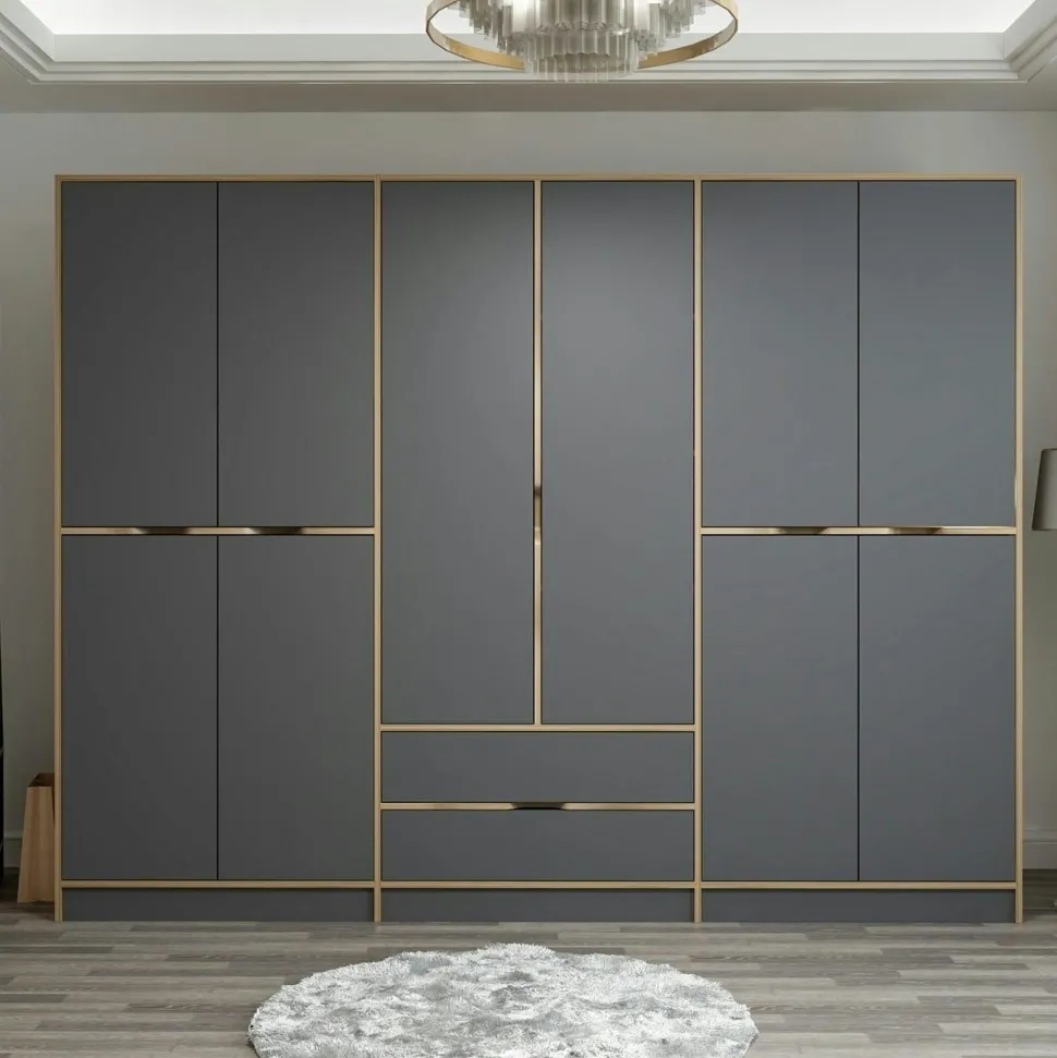 Armoire dressing chambre effet bois & blanc 277 cm BYRON