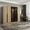 Armoire dressing design effet bois 2 portes vitrées BYRON