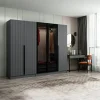 Armoire dressing design gris 2 portes verre BYRON