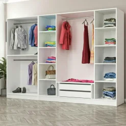 Armoire dressing ouvert anthracite, 3 portants BYRON