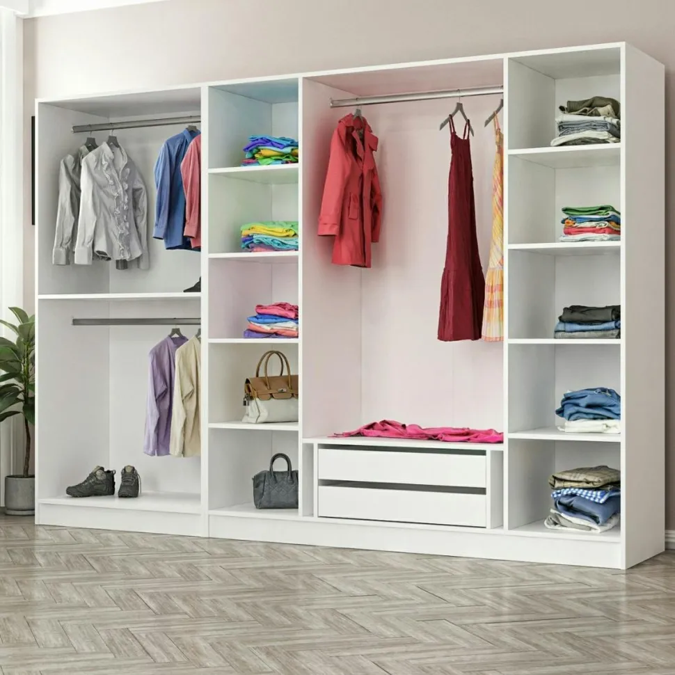 Armoire dressing ouvert anthracite, 3 portants BYRON