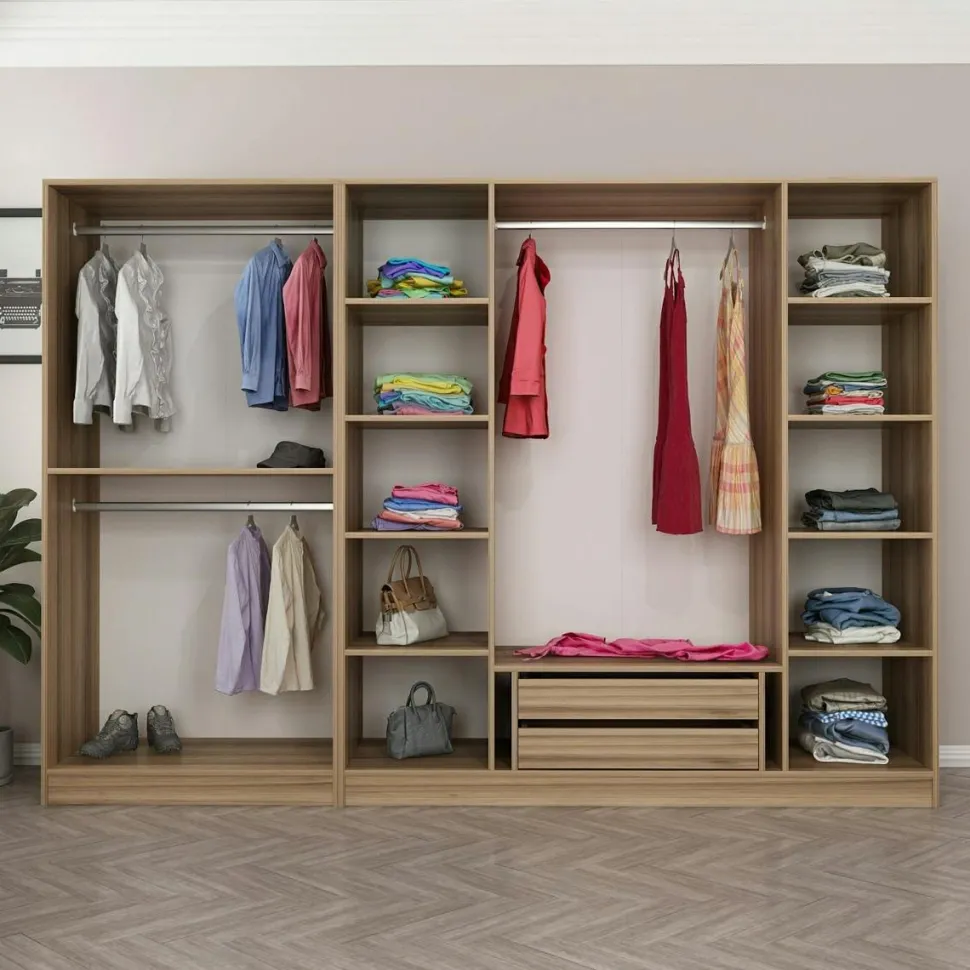 Armoire dressing ouvert blanc 3 portants 190 cm BYRON