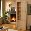 Armoire Hévéa 3 portes, dont 1 grande et 4 niches ouvertes 60x25x190cm TRADITION