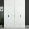 Armoire penderie blanche 6 portes, 1 portant 2 tiroirs BYRON