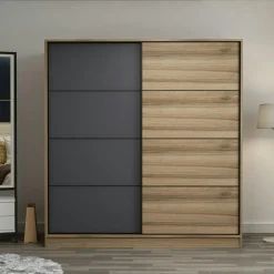 Armoire penderie blanche portes coulissantes L.180 cm BYRON