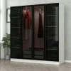 Armoire penderie blanche 4 portes verre H 210 cm BYRON