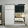 Armoire penderie blanche avec miroir H 210 cm BYRON
