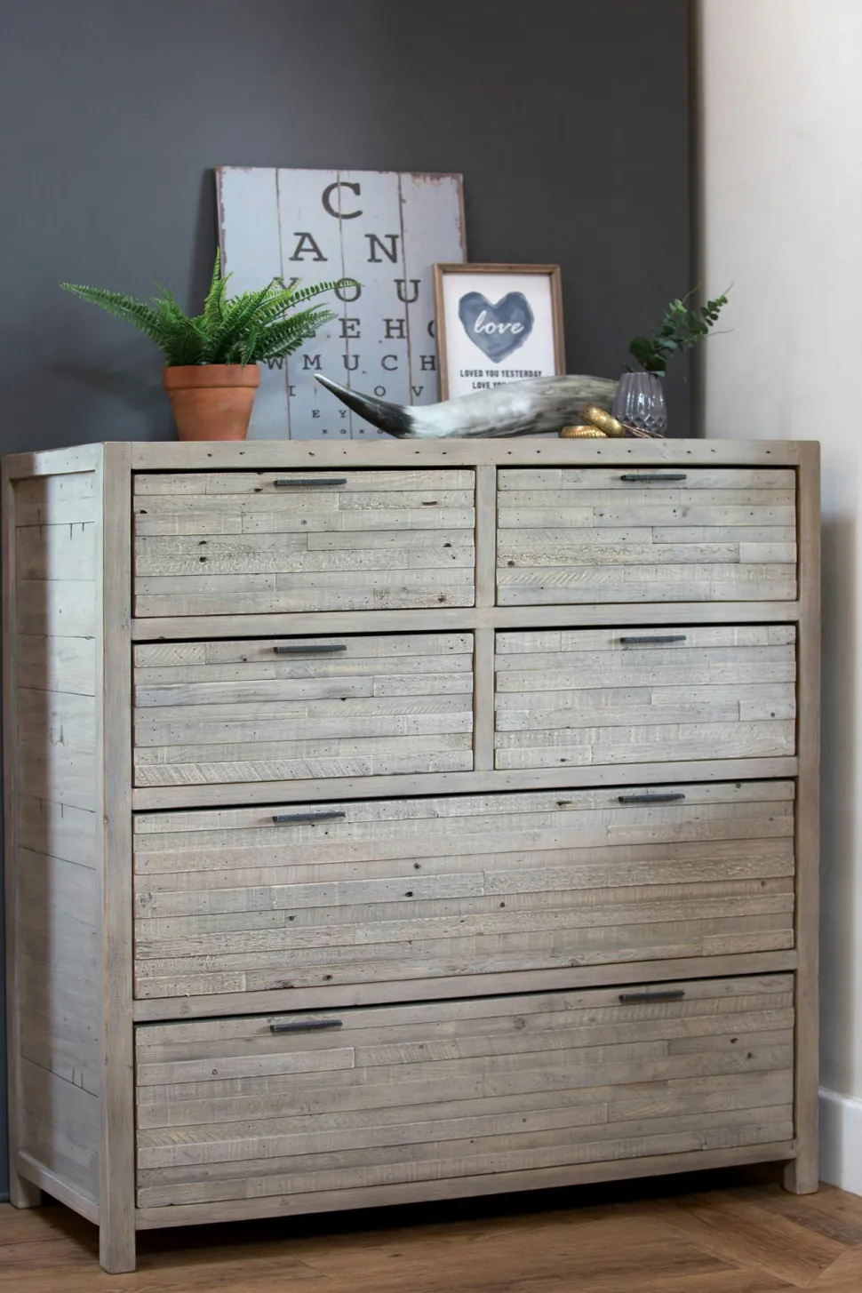 Armoire penderie bois recyclé grisé SIENNE