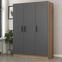 Armoire penderie moderne gris foncé - 3 portes BYRON