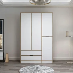 Armoire penderie moderne - 6 portes blanches L.185 cm BYRON