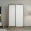 Armoire penderie portes coulissantes effet bois & blanc BYRON