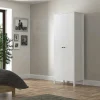 Armoire étroite blanche 2 portes, 10 étagères BYRON