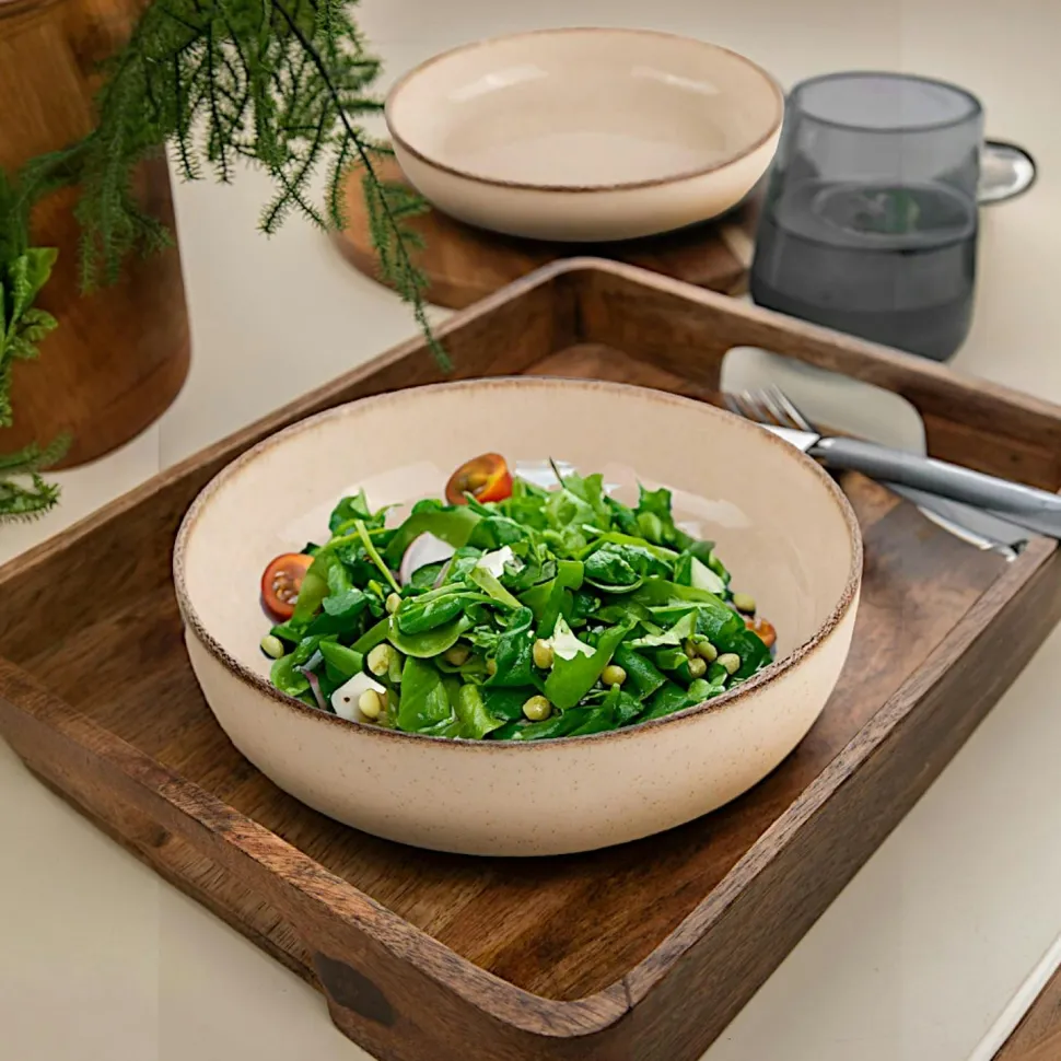 Assiette creuse poke bowl beige antique (lot de 2) ELDA