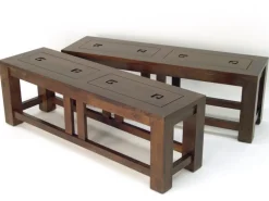 Banc 125 cm en bois massif hévéa (lot de 2) TESSA