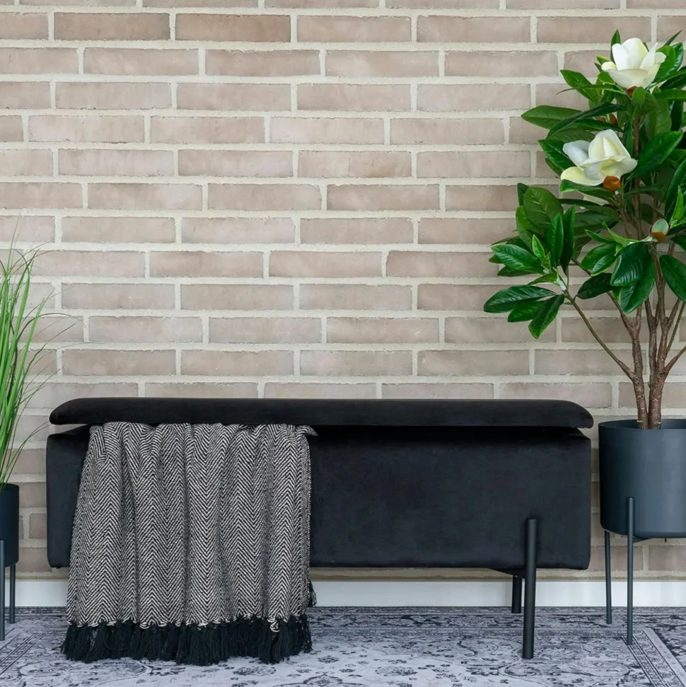 Banc avec rangement en velours noir BRUGES
