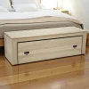 Banc coffre de rangement hévéa 134cm HELENA