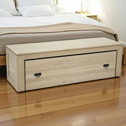 Banc coffre de rangement hévéa 134cm HELENA
