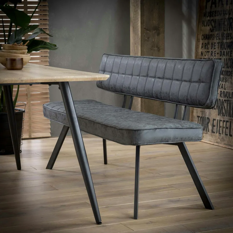 Banc salle à manger noir avec dossier 180 cm TRIBECA