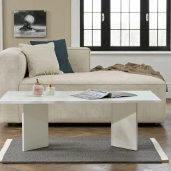 Banc TV moderne blanc avec rangement - effet laque MARFA