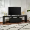 Banc TV moderne noir avec rangement - effet bois MARFA
