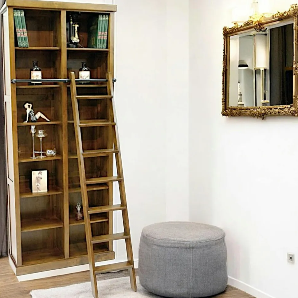 Bibliothèque avec échelle bois massif TRADITION