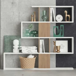 Bibliothèque blanche avec niches, style design 120 cm MARFA