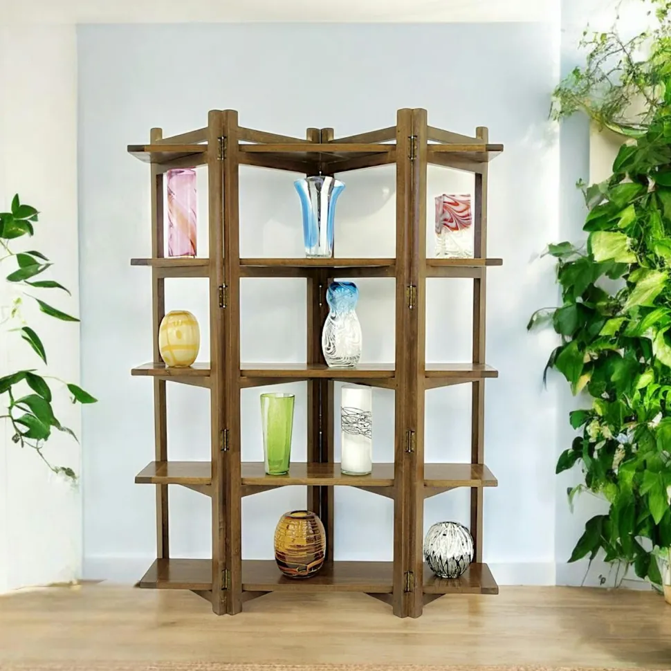 Bibliothèque Etagère Hévéa 5 plateaux 125x37x170cm MAORI