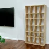 Bibliothèque ouverte Hévéa 24 niches effet ZigZag 100x30x190cm BALTIC