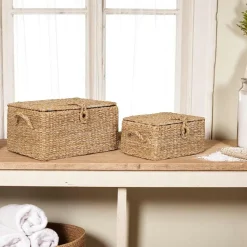 Boîte de rangement en vannerie (lot de 2)