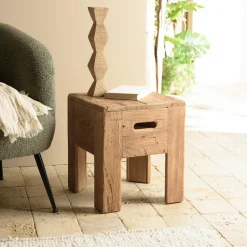 Bout de canapé / tabouret déco pin recyclé DENVER