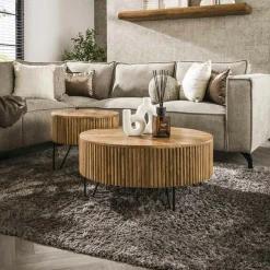 Bout de canapé en bois acacia – pied conique (lot de 2) MELBOURNE