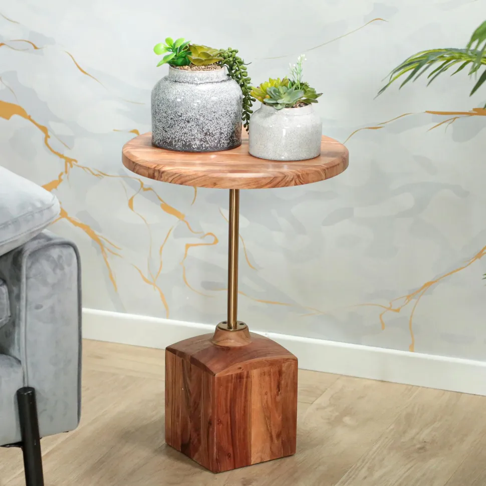 Bout de canapé en bois d'acacia F.S.C® rond D 40, 5 cm