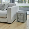 Bout de canapé hévéa 1 porte 1 tiroir 45x50cm TESSA