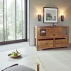 Buffet / Console Hévéa 2 portes vitrées, 2 tiroirs, 2 casiers amovibles 124x42x82cm TRADITION