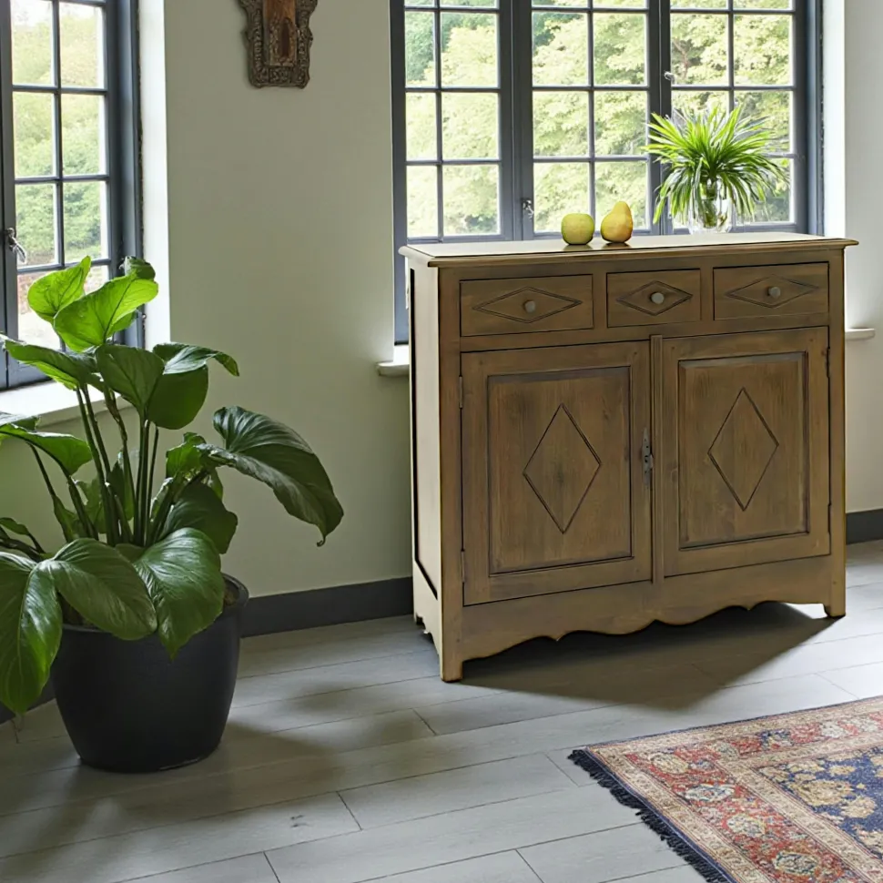 Buffet ancien 2 portes bois hévéa 100cm TRADITION