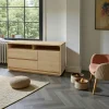 Buffet bas Hévéa 1 porte, 2 tiroirs, 2 niches hautes sous plateau 100x40x56cm BALTIC