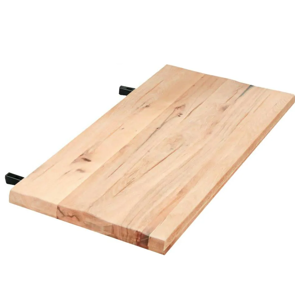 Buffet bois clair 2 portes rotin 3 tiroirs pieds métal PALMA