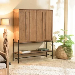 Buffet en teck recyclé 2 portes bois massif 101 cm SWING