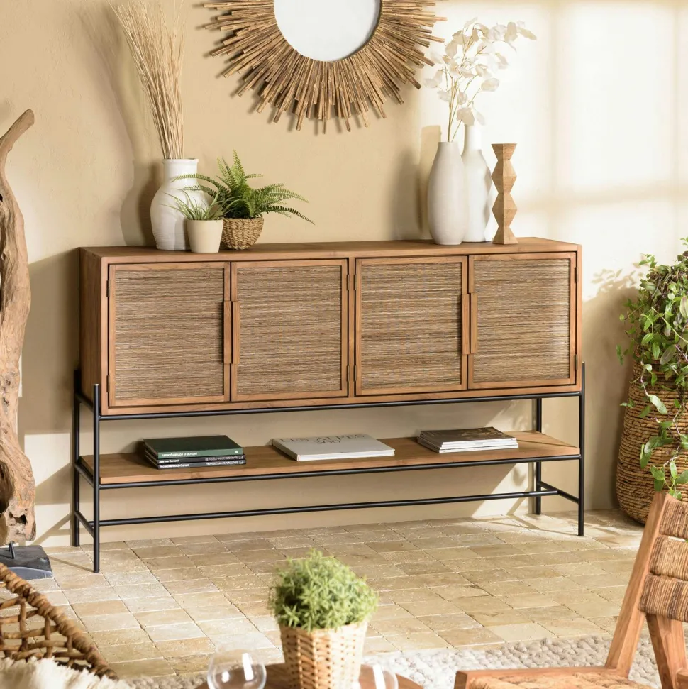 Buffet enfilade 170 cm 4 portes bois recyclé et fibre SWING