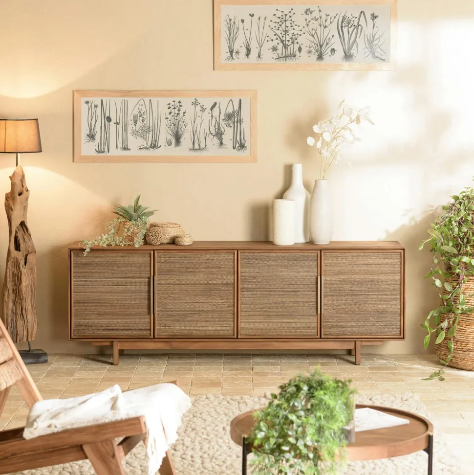 Buffet enfilade 150 cm en teck recyclé 4 tiroirs SWING
