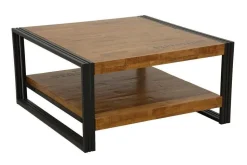 Buffet enfilade hévéa recyclé naturel et métal noirci 4 portes 2 tiroirs 180X45X90cm DOCKER